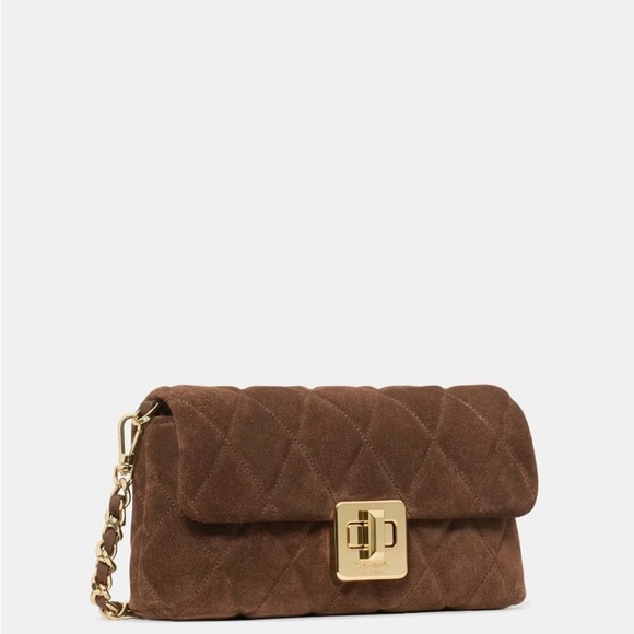 ♠️ kate spade Carey Quilted Suede Mini Crossbody, Hot Fudge Brown NWT